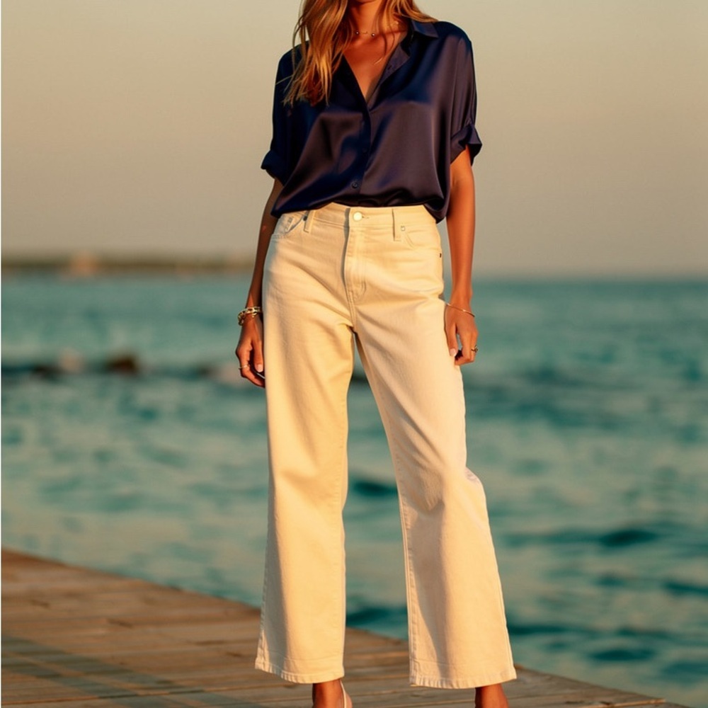 Simply Vera Vera Wang White Wide-Leg Capris